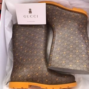 Girls Kids Gucci Rain Boots—GG Print